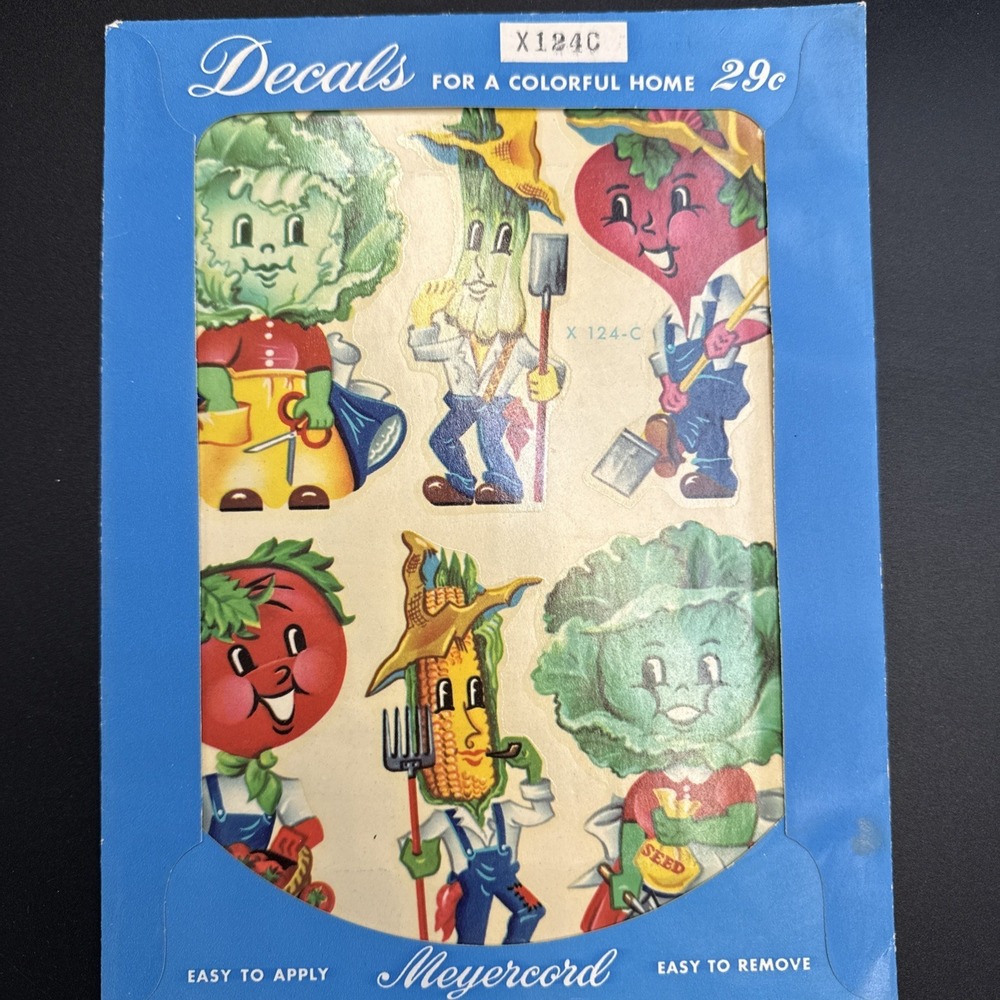 1951 Meyercord Decals X 124-C Small Anthropomorphic Vegetables